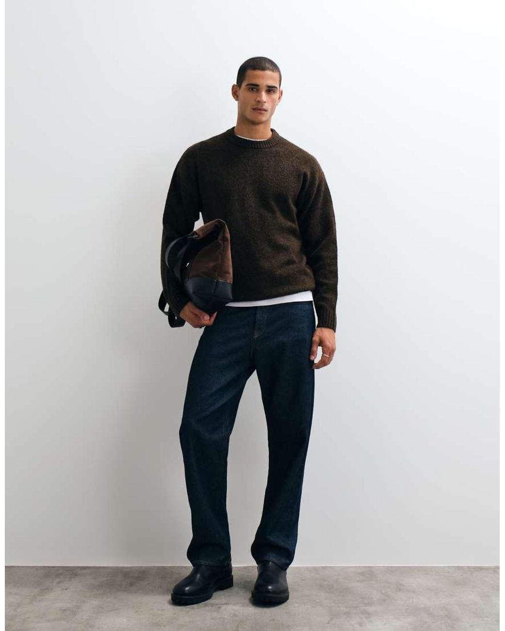 Jack & Jones Black Oversized Fluffy Jumper for men
