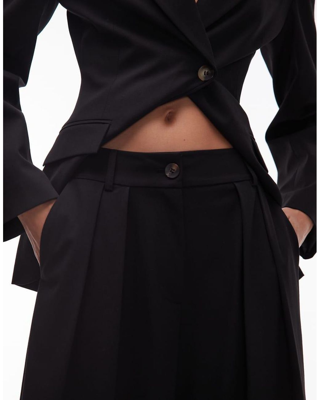 ASOS Black Tailored High Waist Pleat Front Trouser