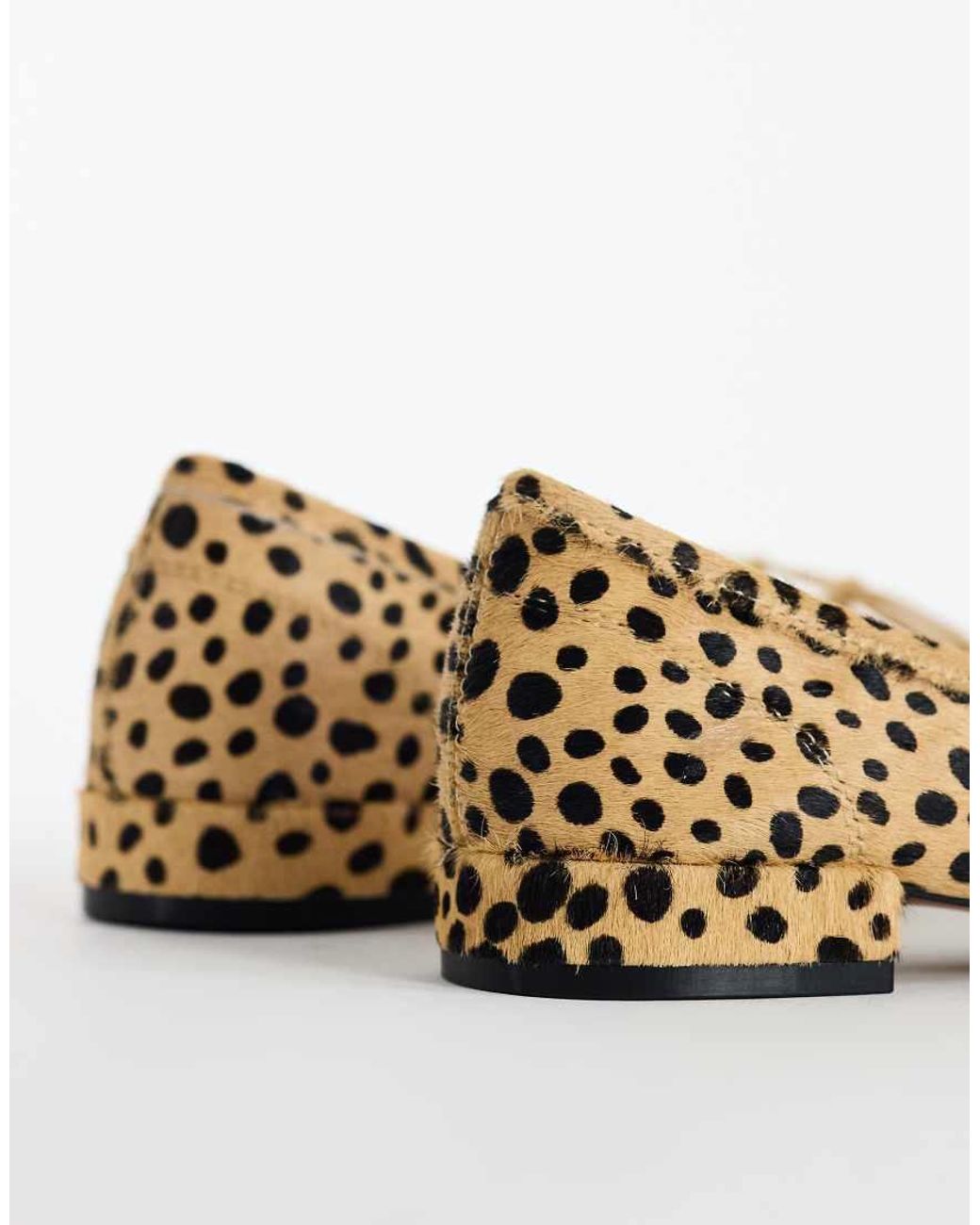 TOPSHOP Metallic Dottie Real Leather Block Heel Ballet Shoe