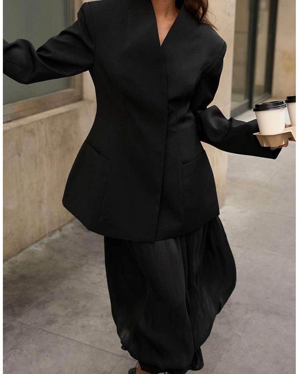 NA-KD Black Sculpted Blazer