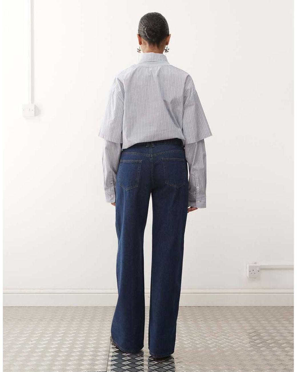 Lioness Blue Penny Asymmetric Button Detail Relaxed Leg Jeans