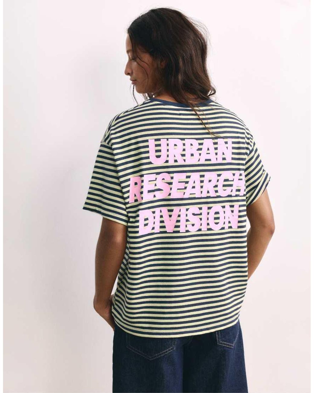 Pull&Bear Blue Striped T-Shirt With Text
