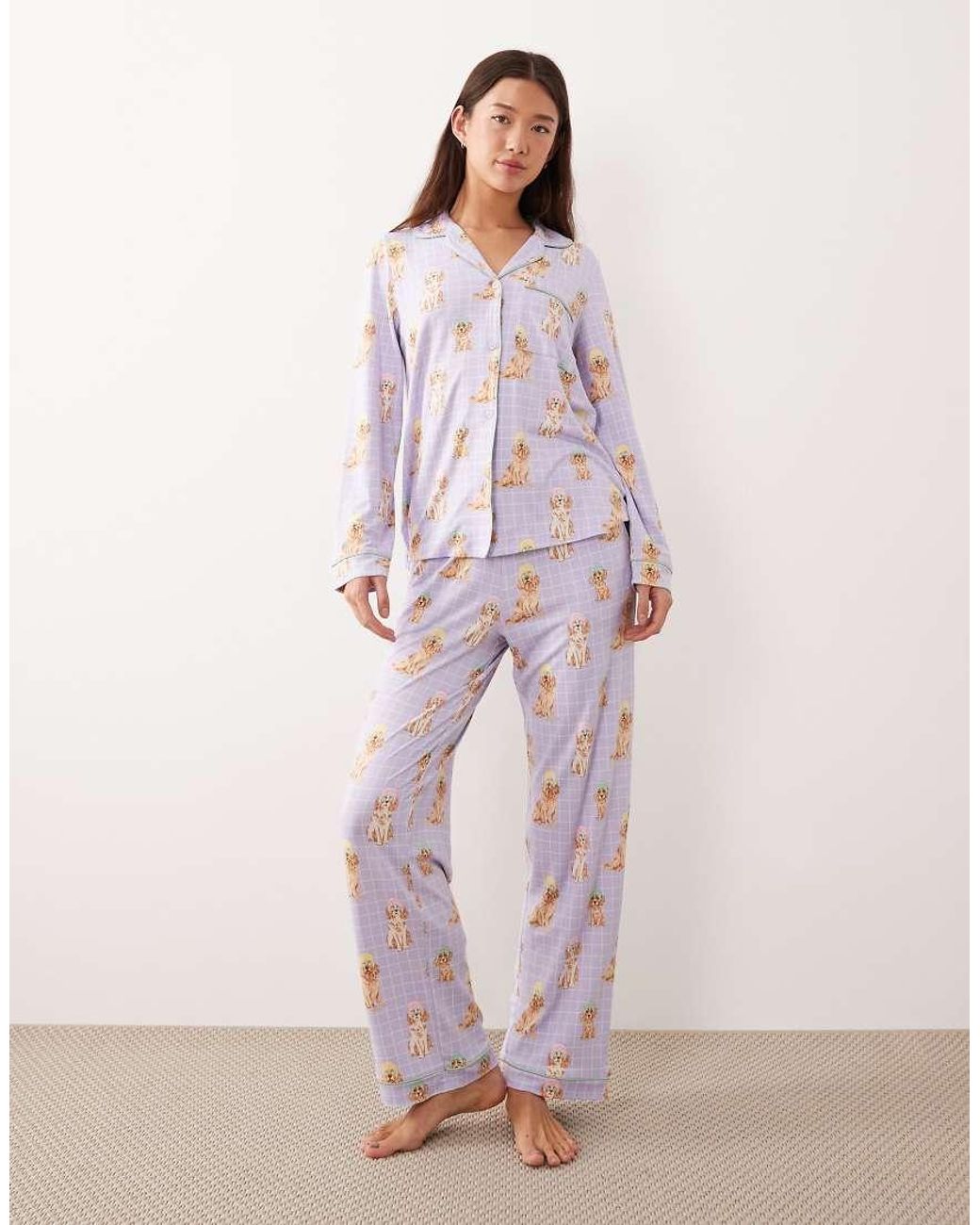 Chelsea Peers Pink Long Button Up Pyjama Set
