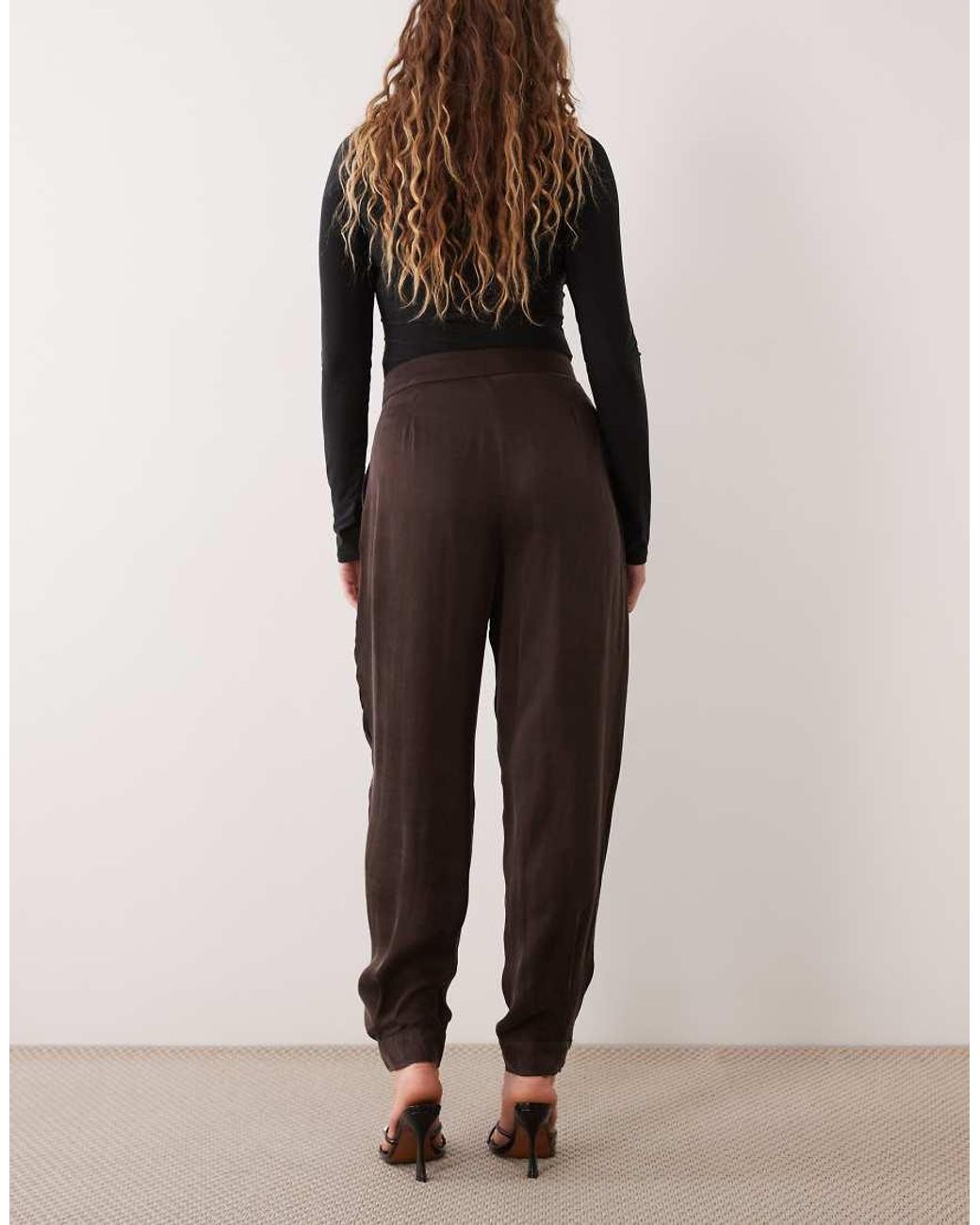 Pantaloni Con Risvolto Marroni di Mango in Brown