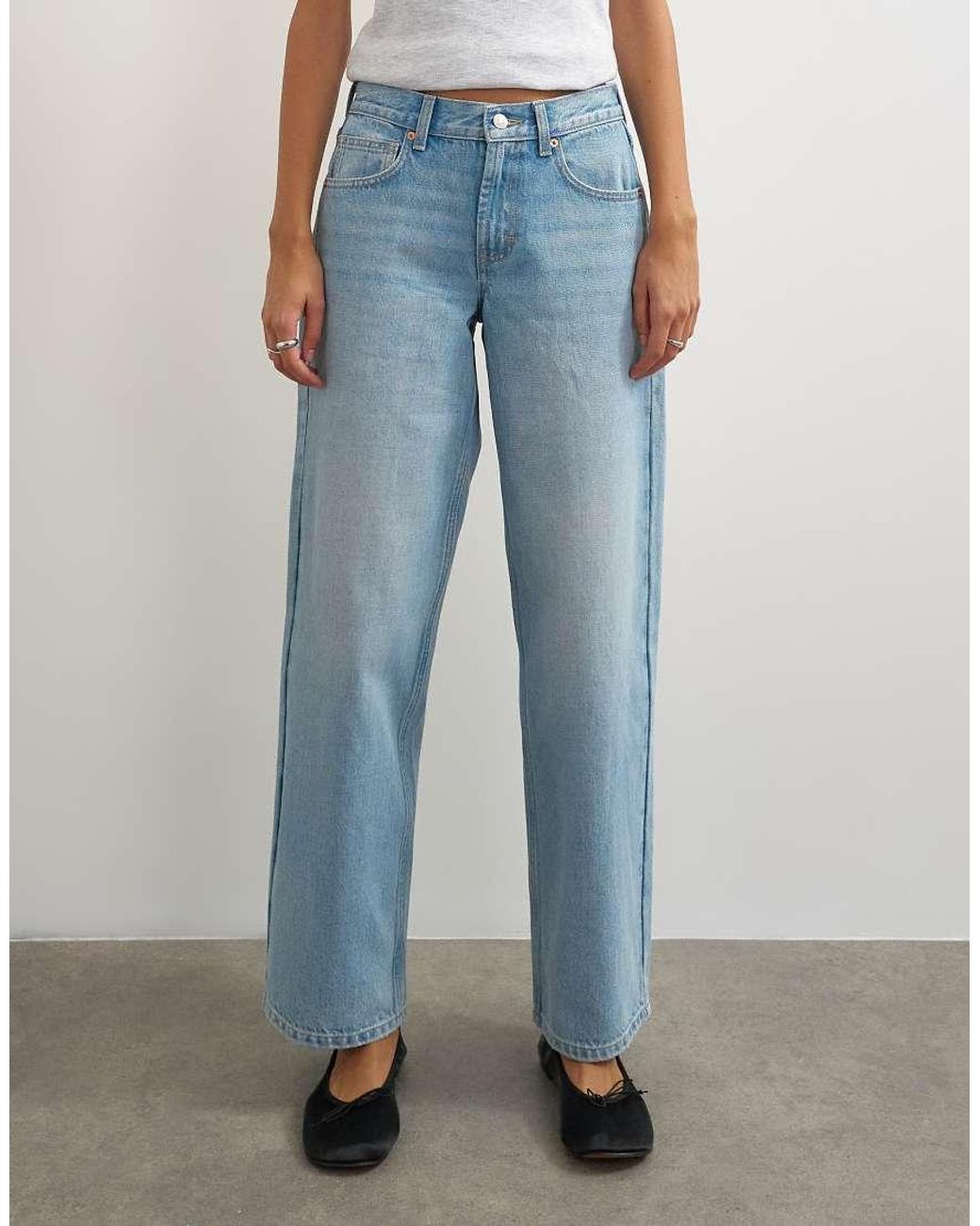 TOPSHOP Blue Cinch Low Rise Relaxed Jeans