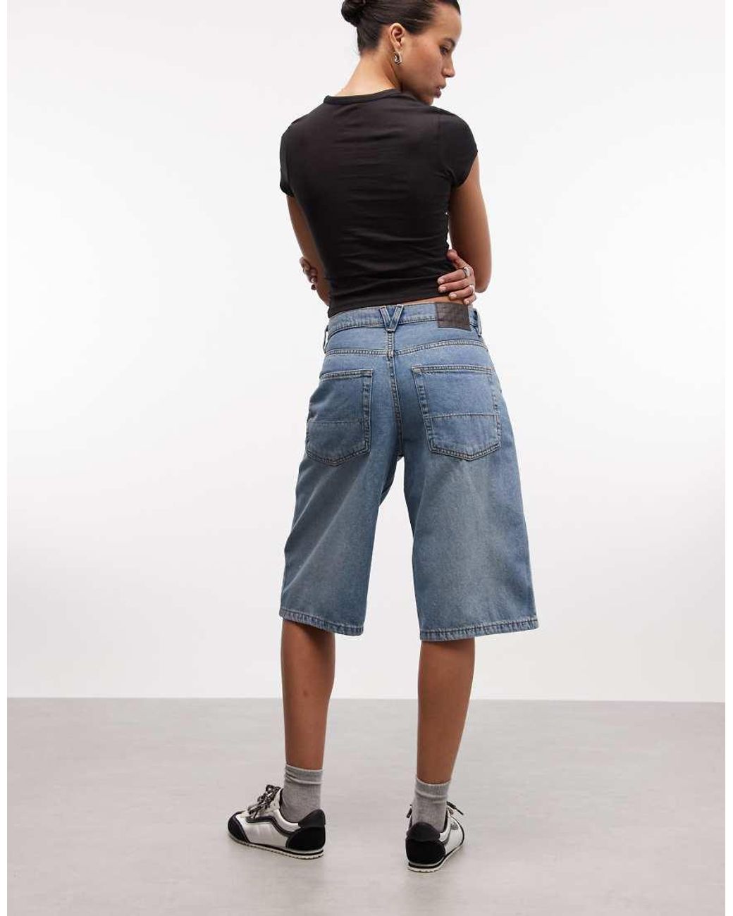 Vans Blue Cinched Check 5 Baggy Short Shorts Medium