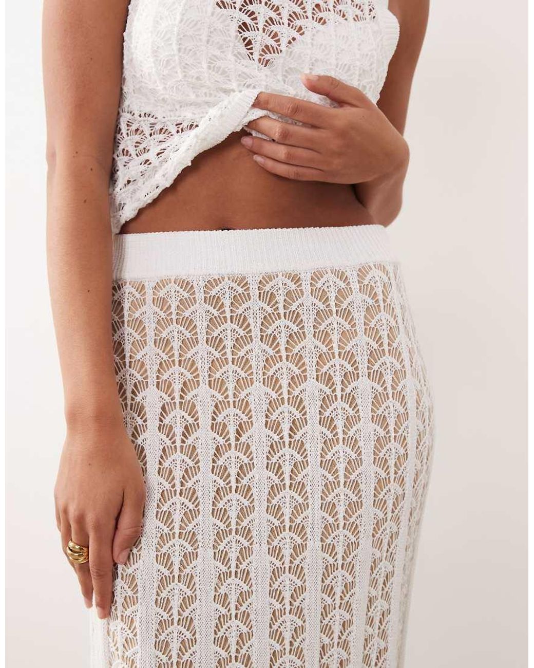 ARRANGE Natural Open Knit Maxi Skirt