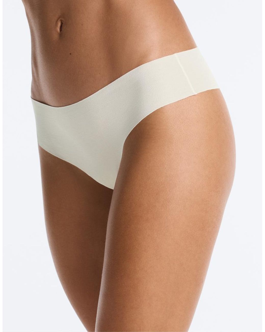 Oysho White 3 Invisible Cotton Blend Brazilian Briefs