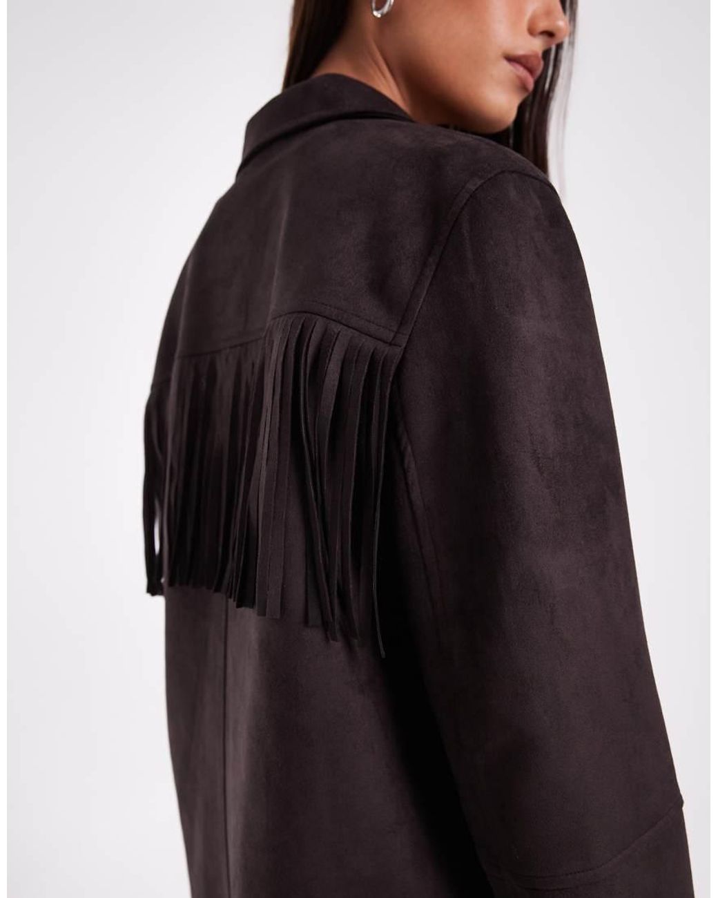 Vero Moda Multicolor Fringe Detail Faux Suede Jacket