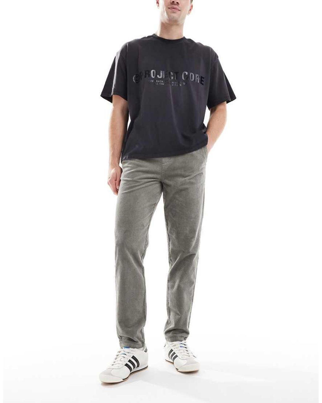 Only & Sons Black Tapered Cord Trouser for men