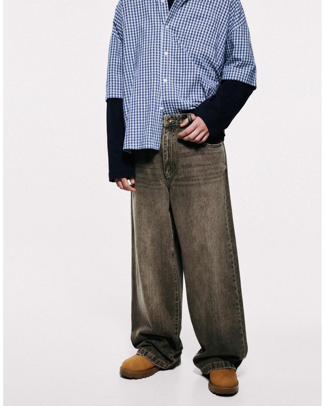 Jean wide leg Pull&Bear pour homme en coloris Blue