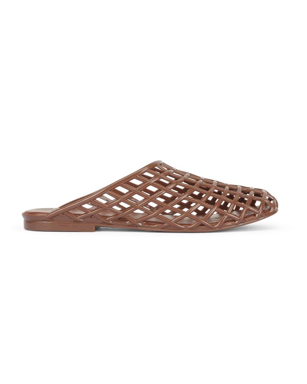 SEQWL Brown Jelly Mule Sandals Mesh Style Slip On Cage Cut-Outs Slides