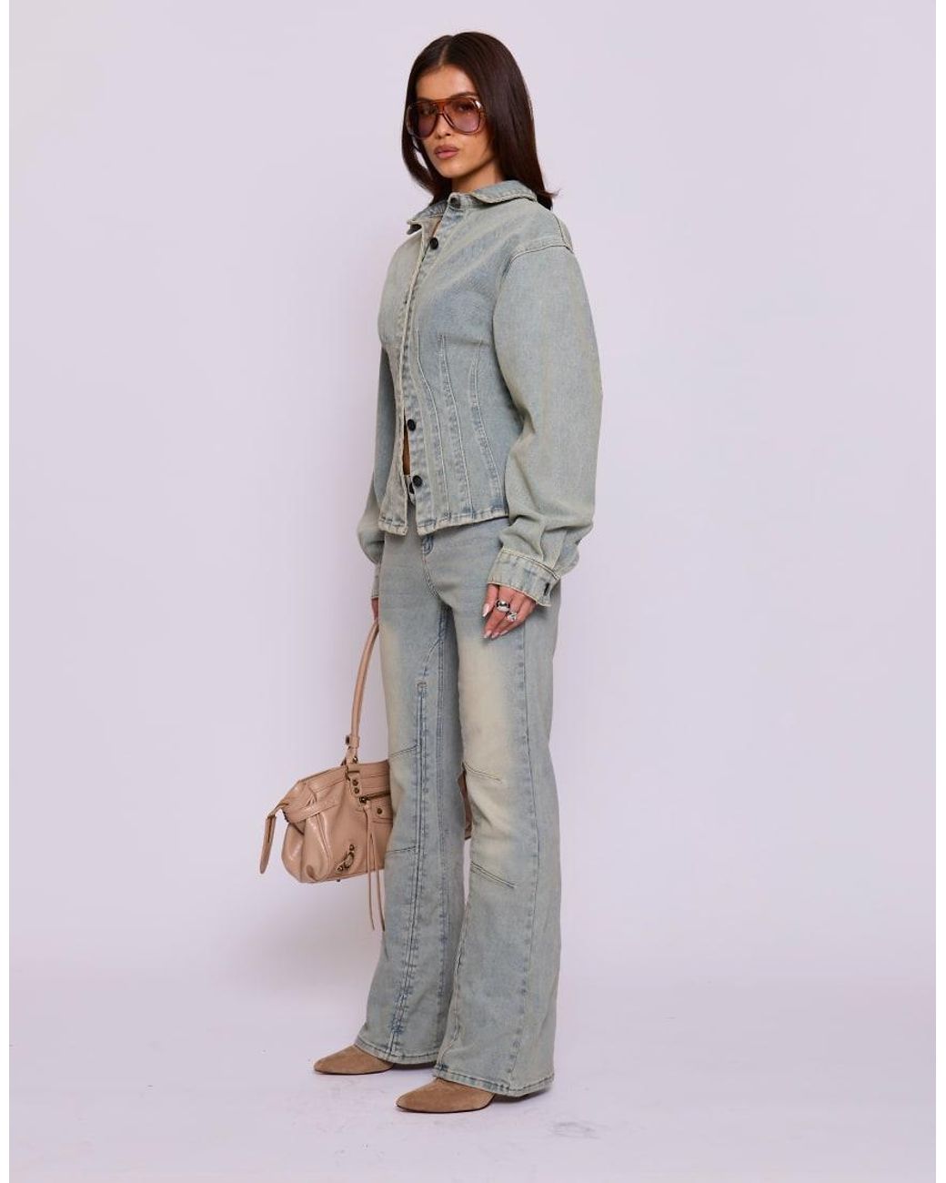 Missy Empire Gray Denim Flare