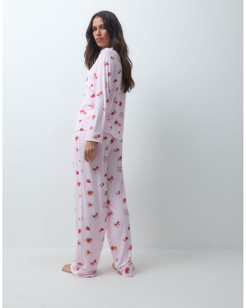 Boux Avenue Pink Modal Revere Long Sleeve Pyjama Set