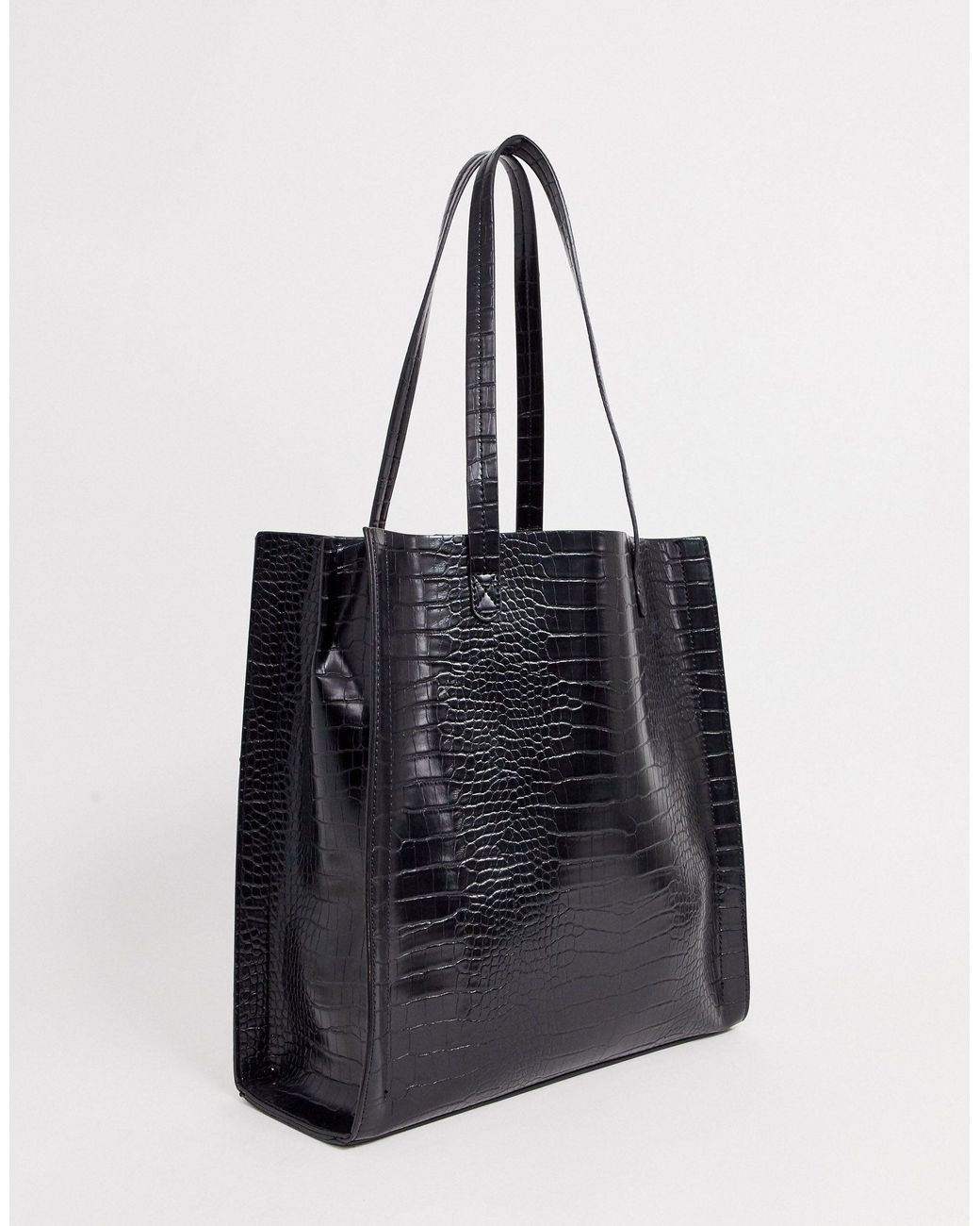 ASOS Synthetic Croc Shopper With Laptop Compartment in Black Lyst