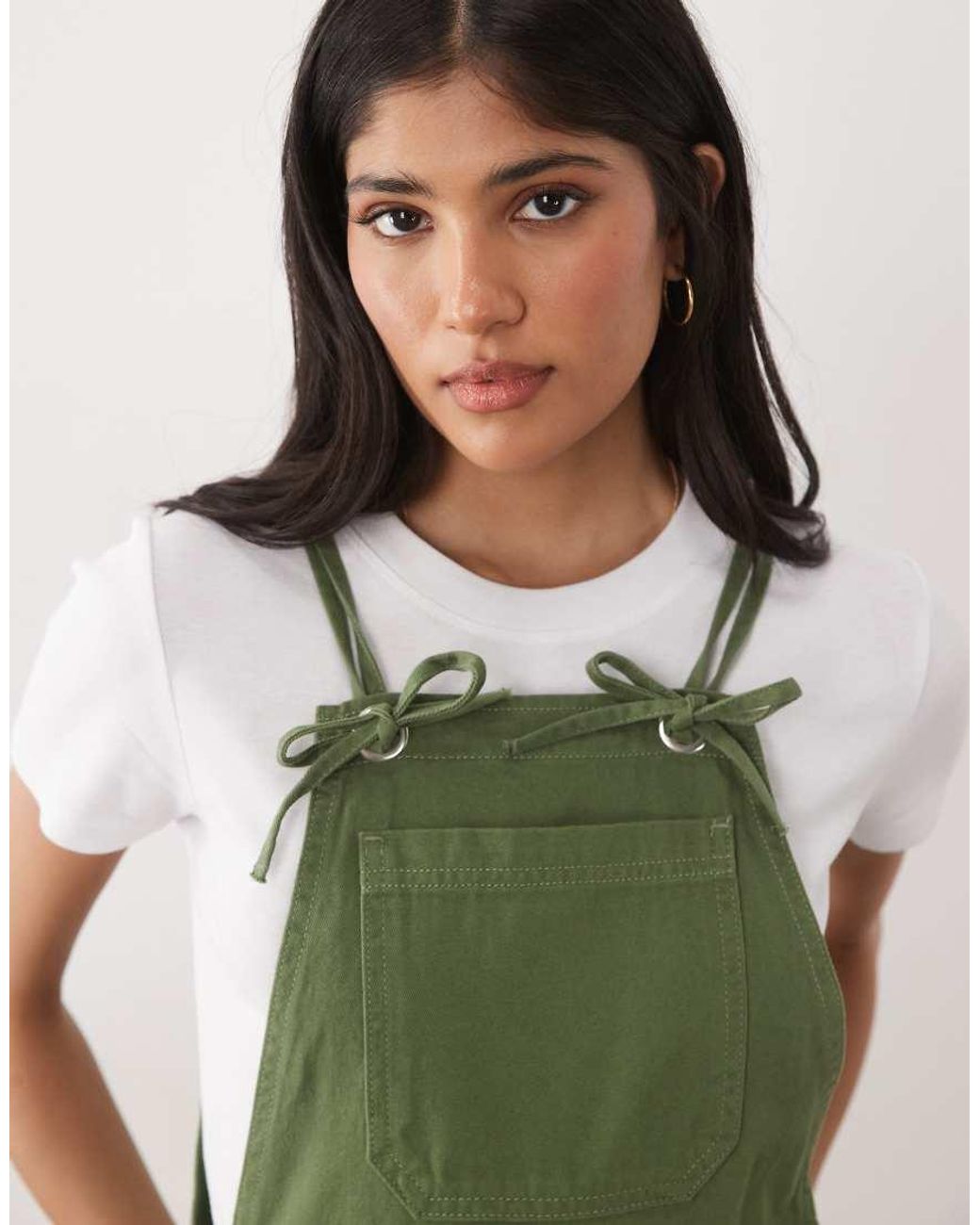 Miss Selfridge Green Dungaree Playsuit