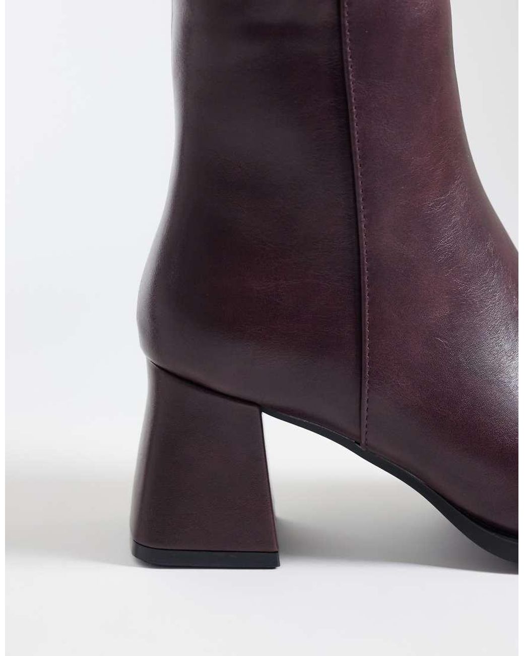 SEQWL Wide Fit Purple Fisher Block Heeled Mid Ankle Boots