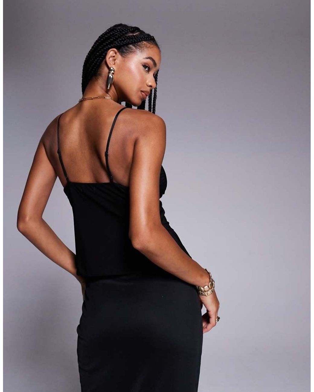 Fashionkilla Black Exclusive Double Sculpted Slinky Ruffle Front Mesh Overlay Top Co-ord