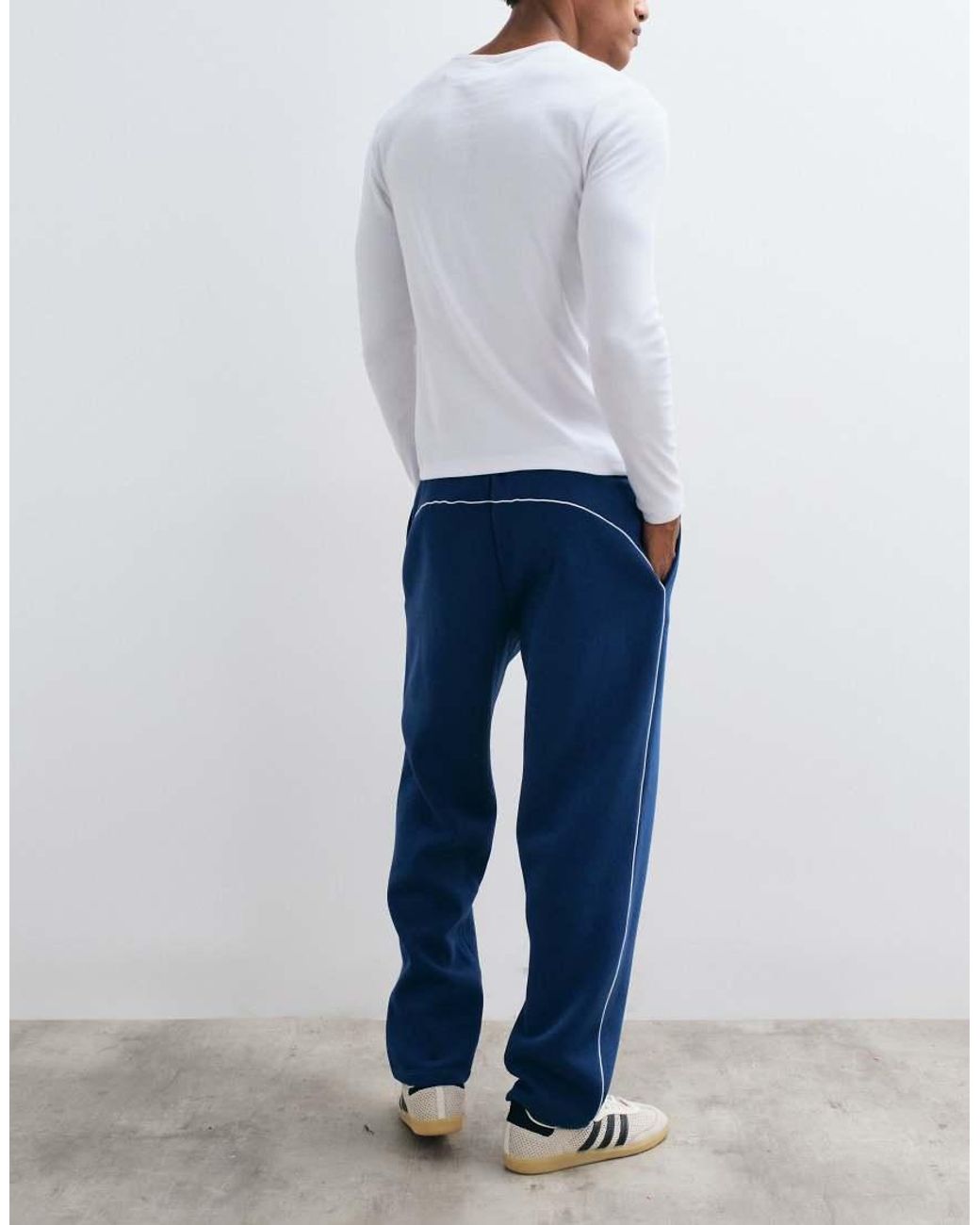 ASOS Blue Straight Leg jogger With Piping for men
