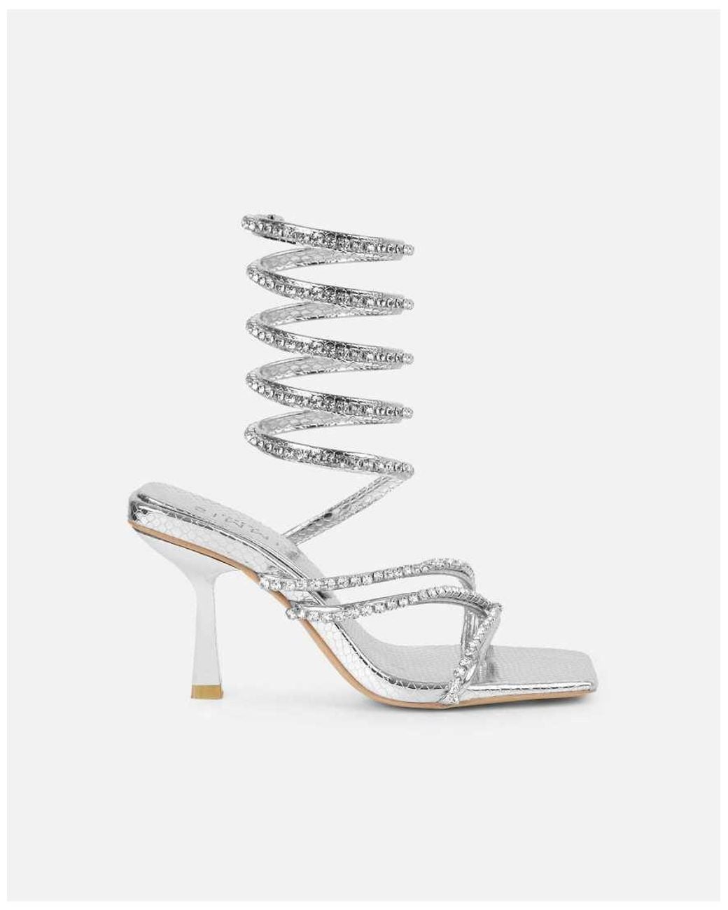 SIMMI Brown Freesia Print Spiral Mid Heels
