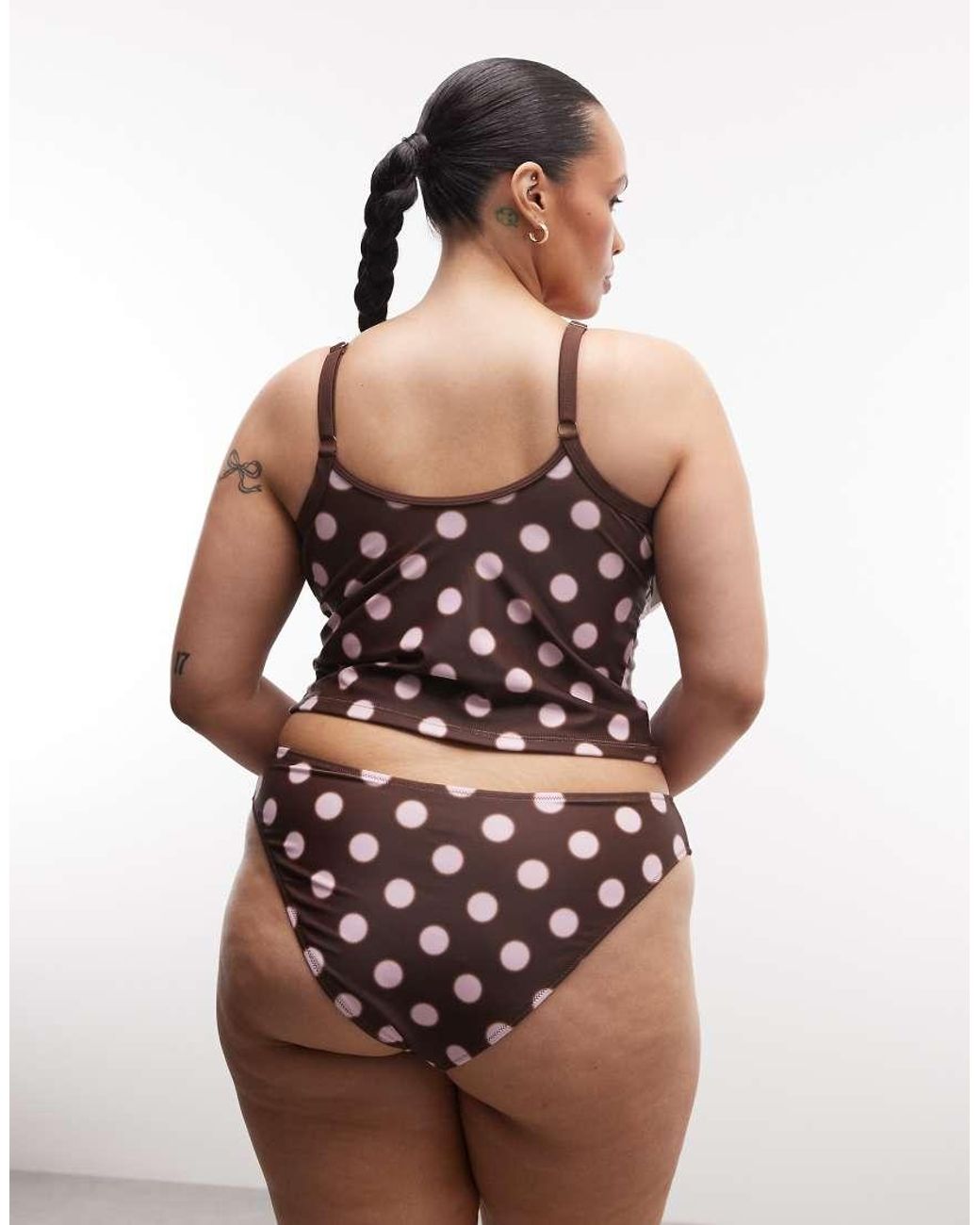 Collusion Black Plus Polka Dot High Leg Bikini Bottom