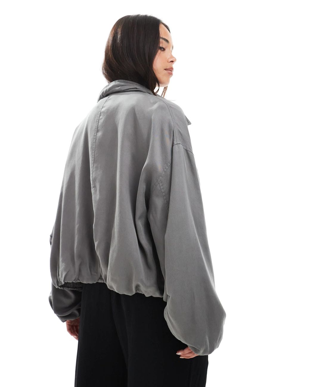 ASOS Black Washed Ruched Funnel Neck Jacket