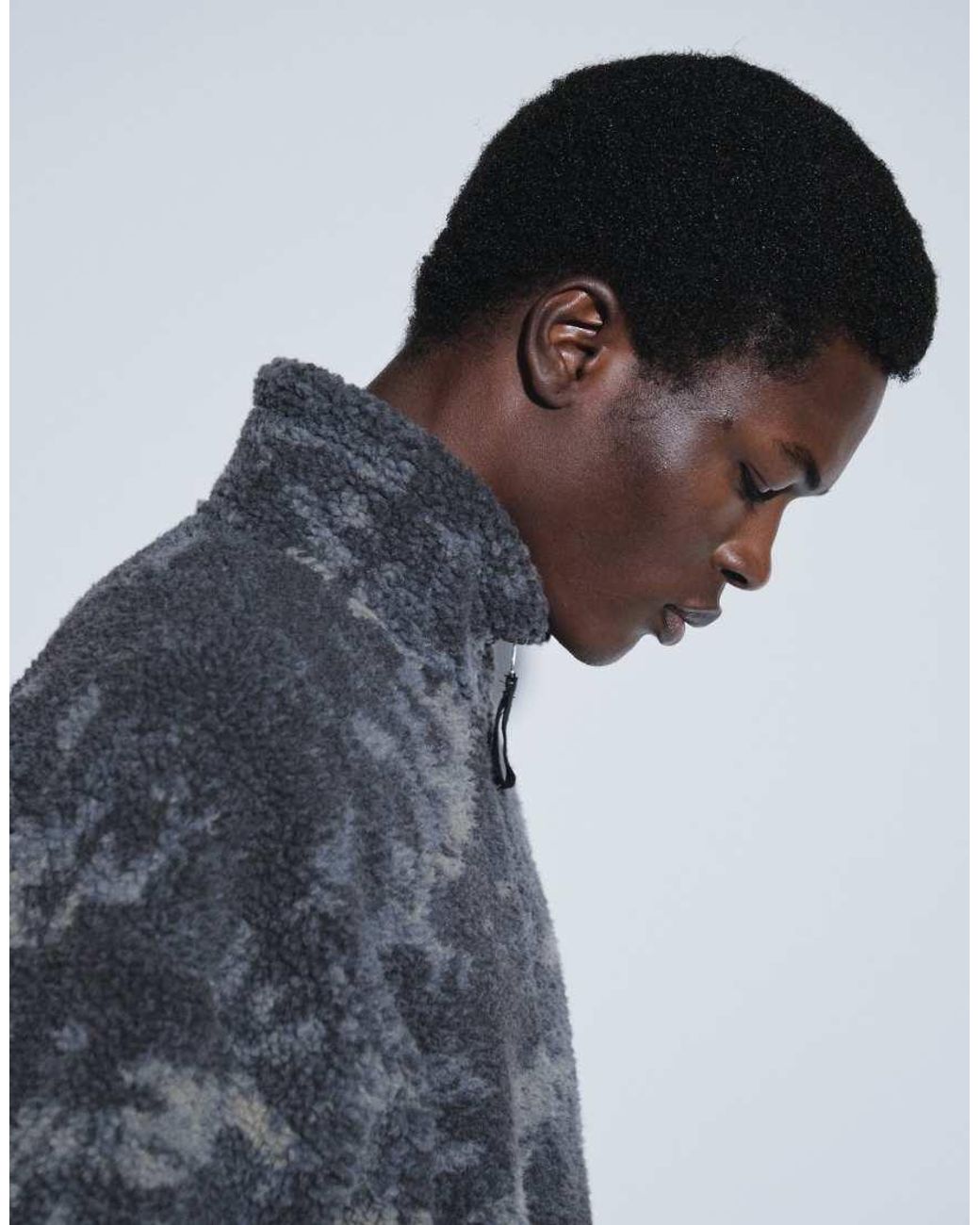 ASOS Blue Oversized Quarter Zip Borg With Camo Print for men