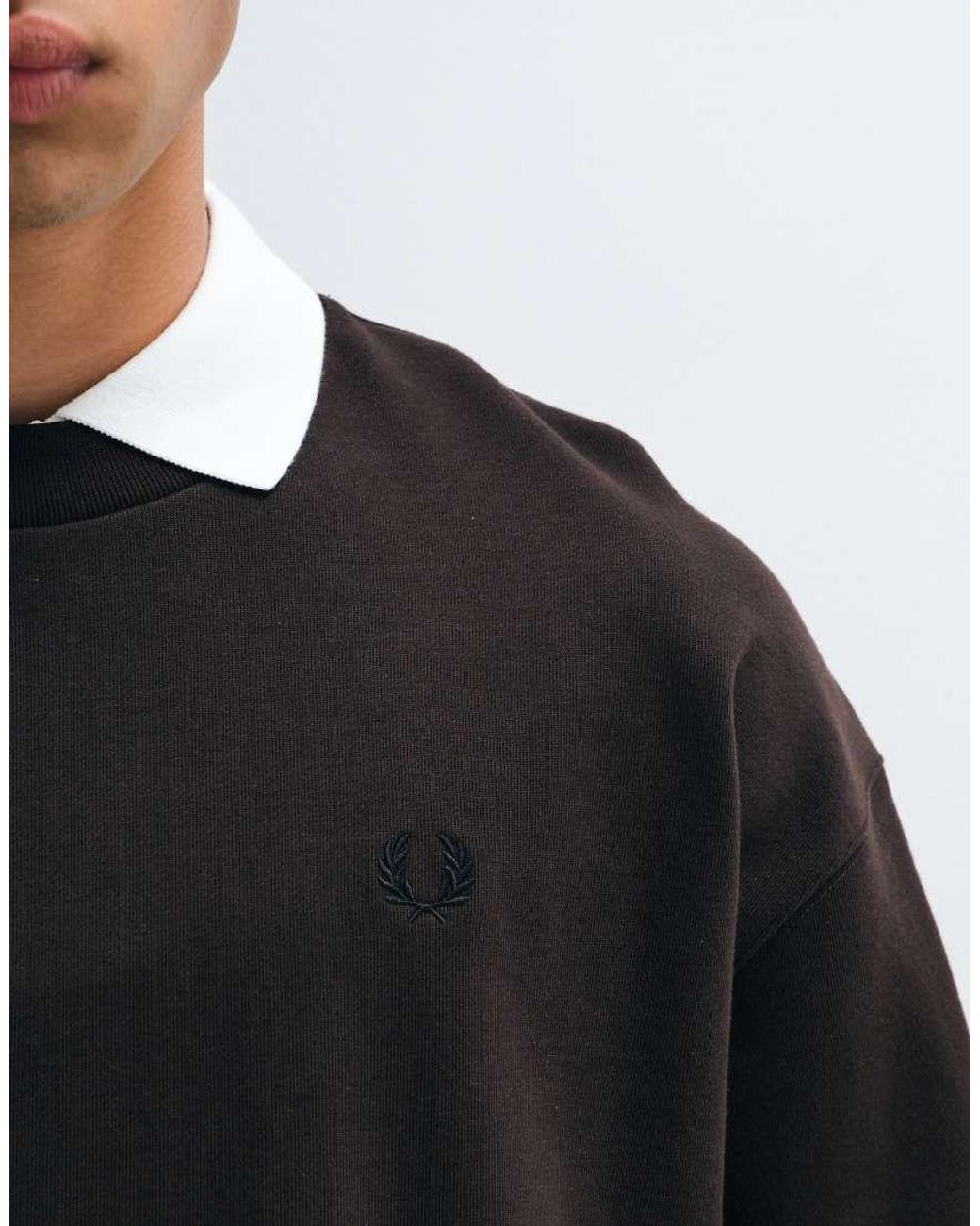 Fred Perry Black Tipped Crewneck Sweatshirt for men