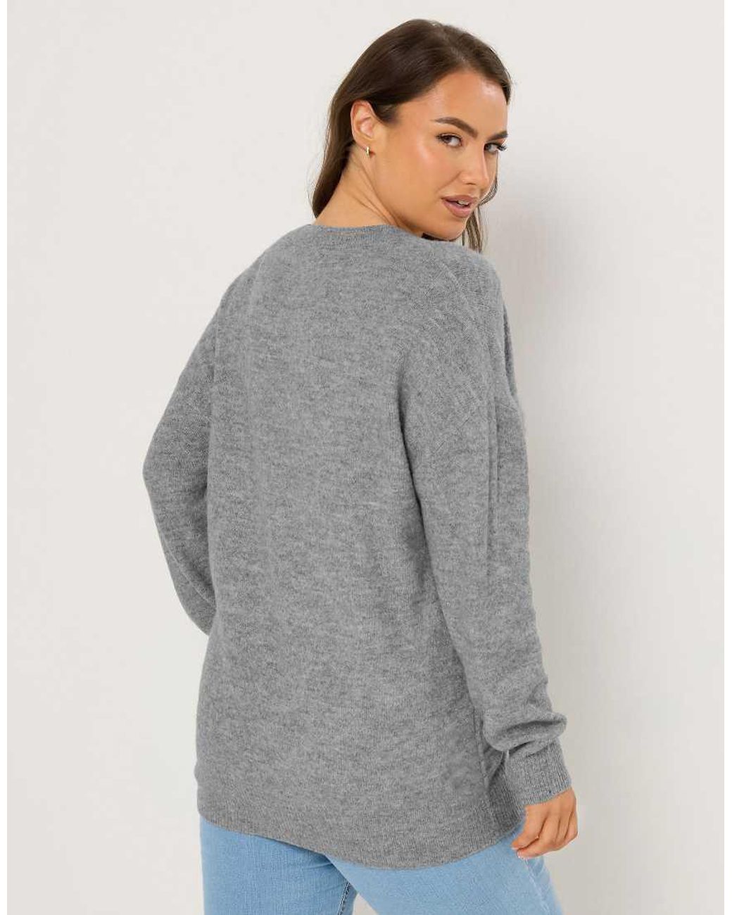 Yours Clothing Gray Soft Touch Knitted Jumper