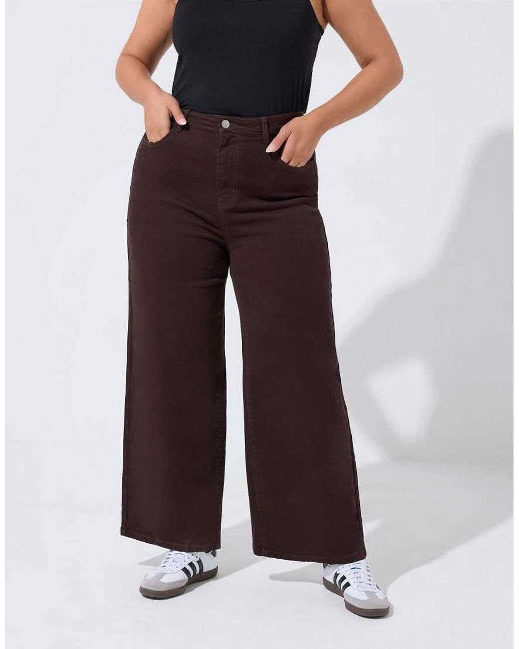 Yours Clothing Brown Wide Leg Jeans