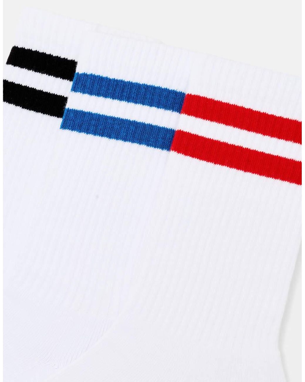 Pull&Bear White Striped Sports Socks for men