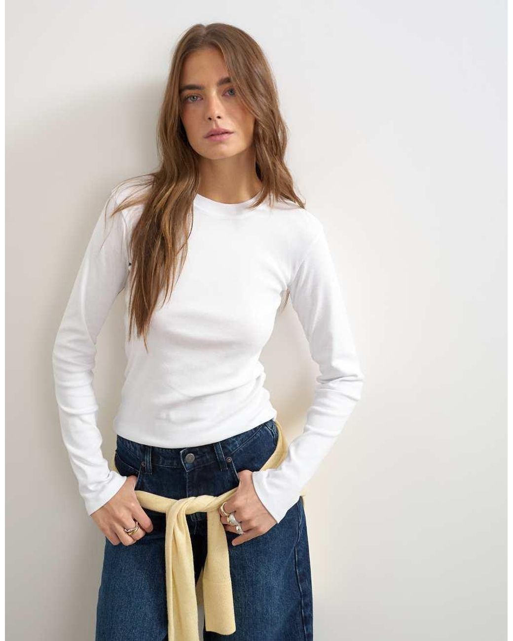 TOPSHOP Blue Long Sleeve Everyday Tee