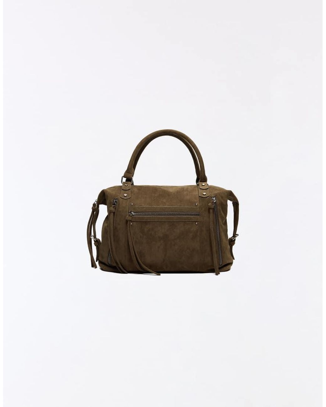 Bershka Brown Zip-up Bowling Bag