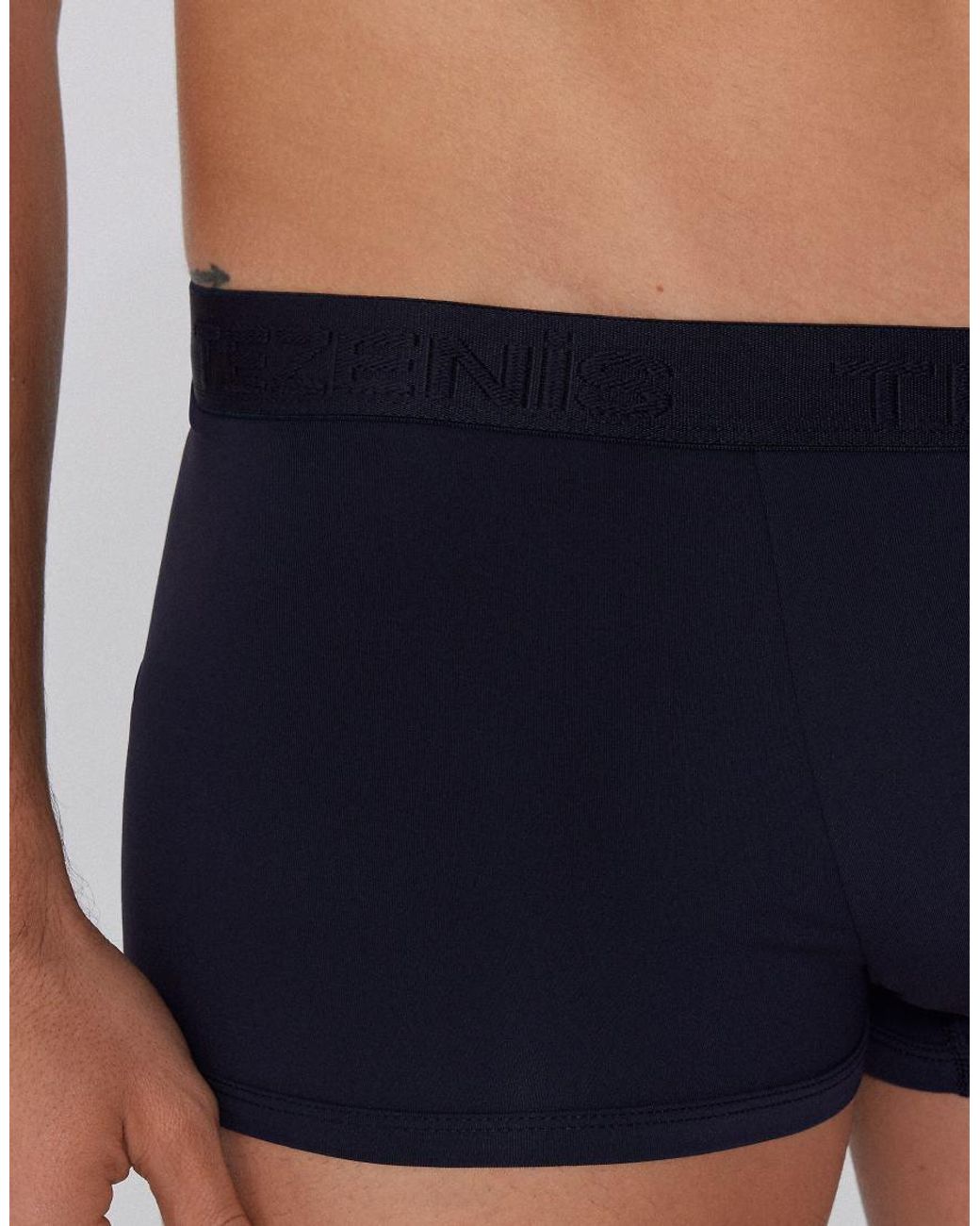 Tezenis Blue Elastic Microfibre Boxers With Logo for men