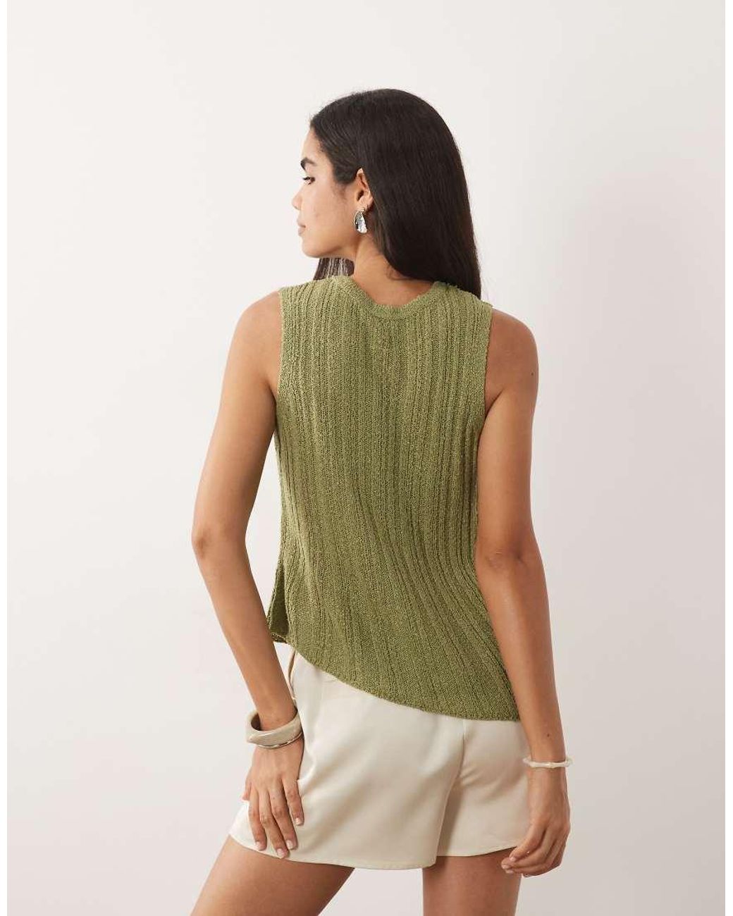 ASOS Green Knitted Ladder Stitch Asymmetrical Top