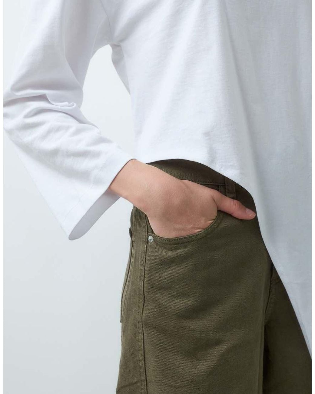 ASOS White Longline Wrap Front Long Sleeve T-Shirt