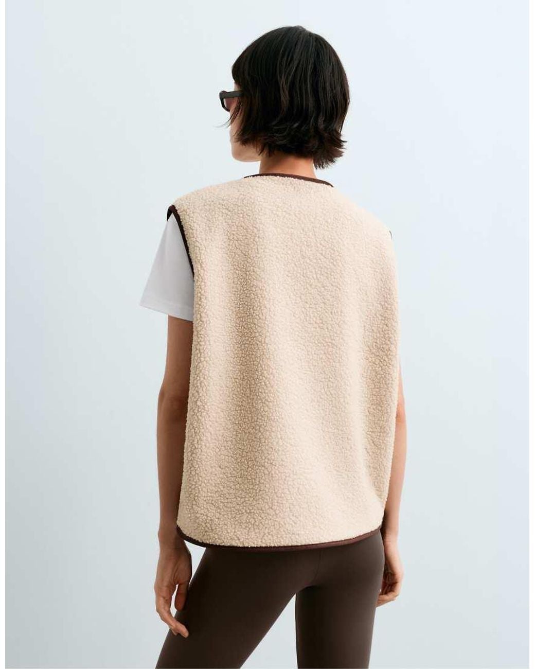 Oysho Natural Buttoned Faux-shearling Gilet