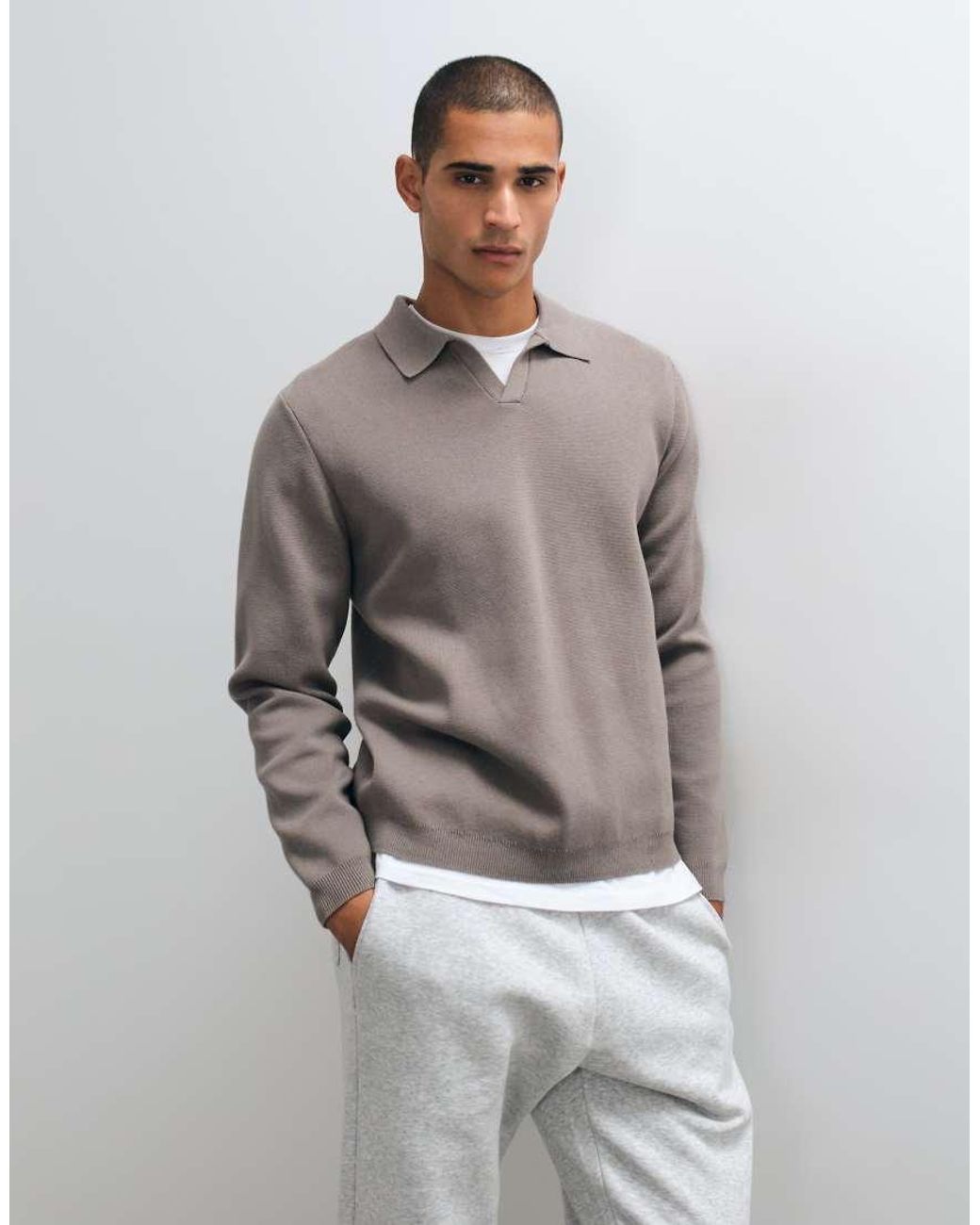 ASOS Gray Relaxed Compact Knitted Notch Neck for men