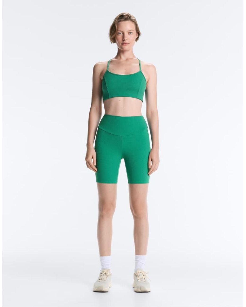 Oysho Green High-rise 20cm Piqué Short leggings