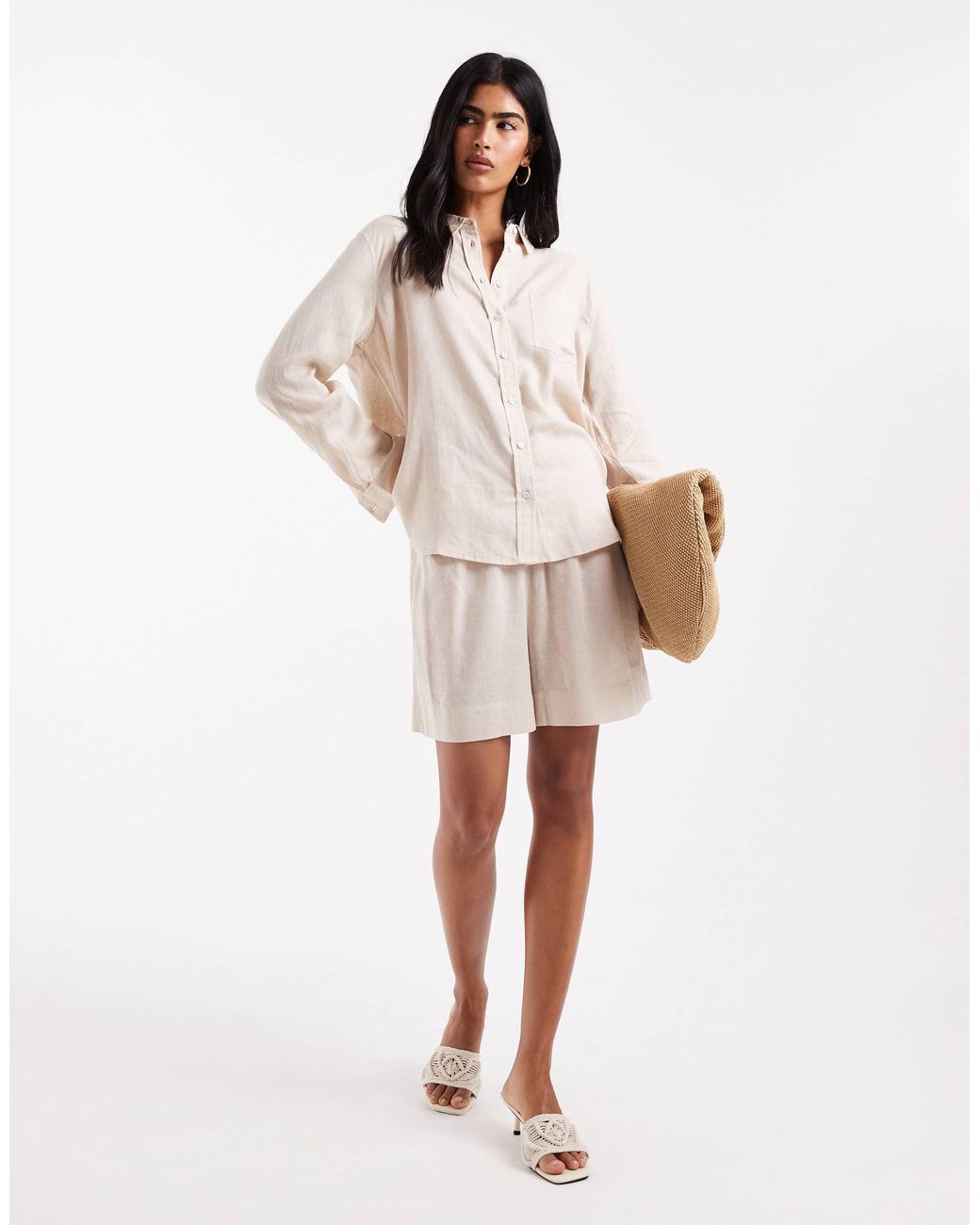 ONLY White Linen Shorts Co-ord