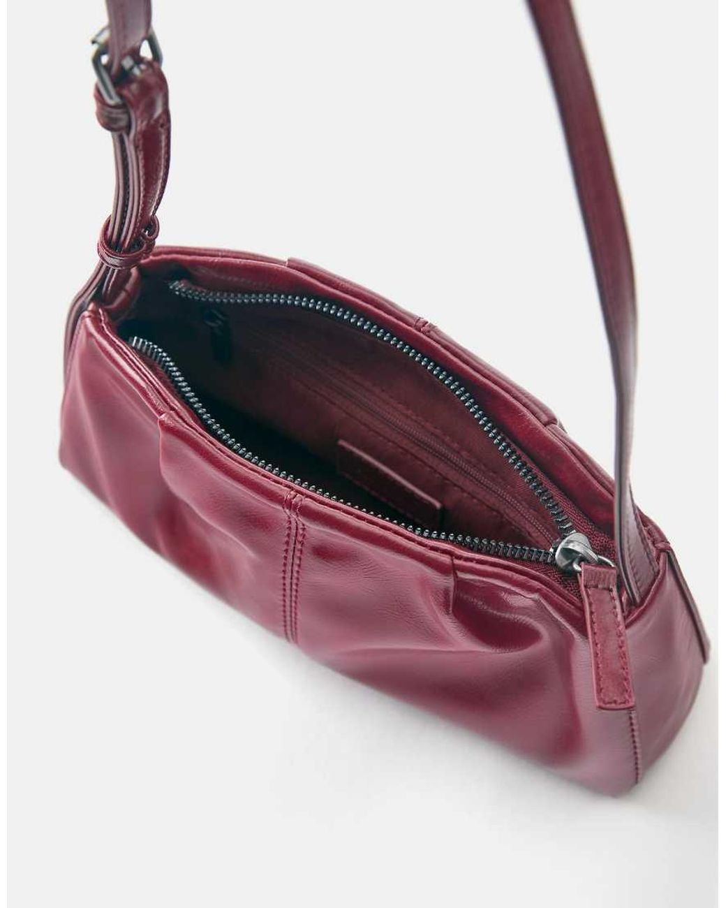 Pull&Bear Purple Pleated Shoulder Bag