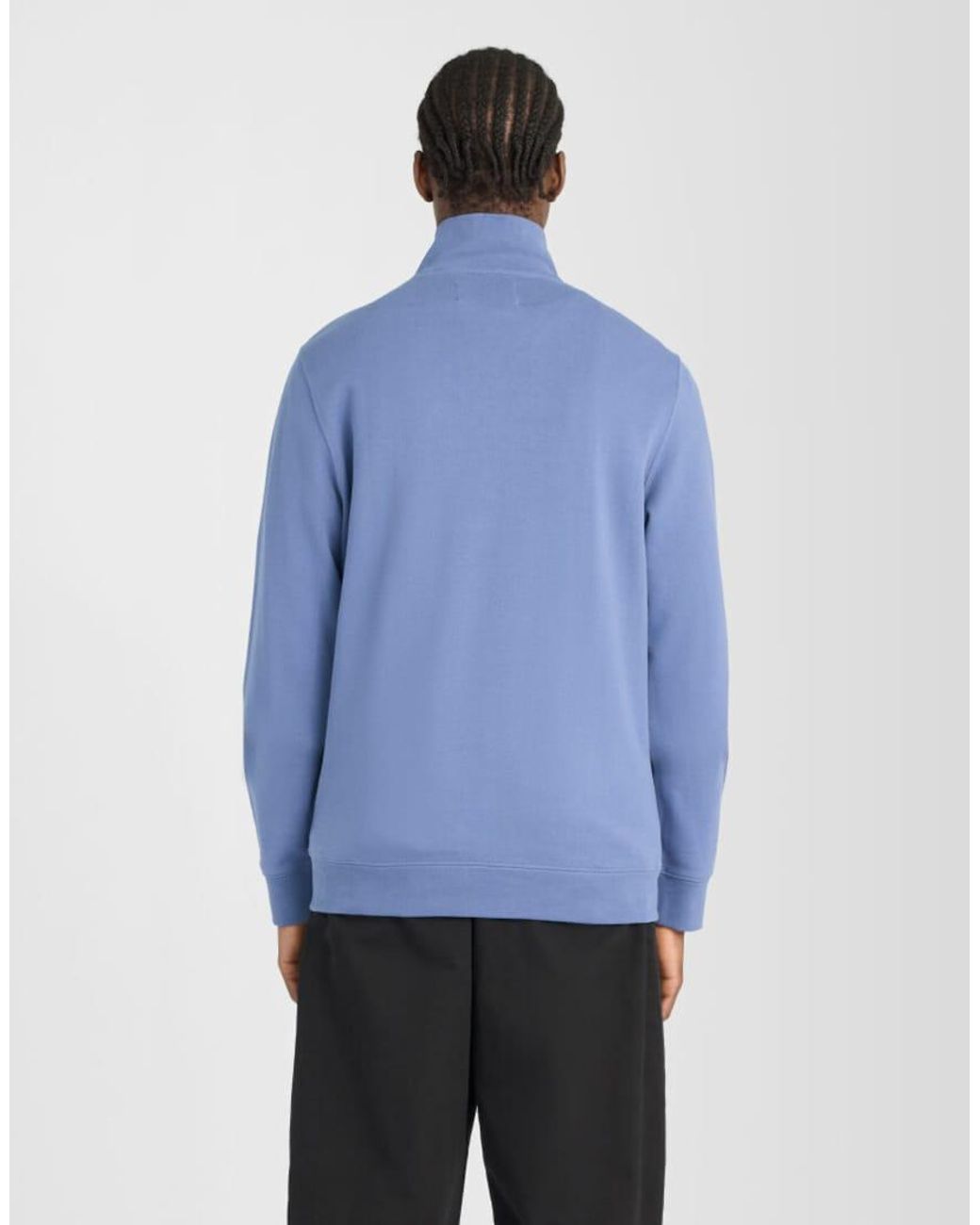 Lyle & Scott Blue Superfine Cotton 1/4 Zip Sweatshirt for men