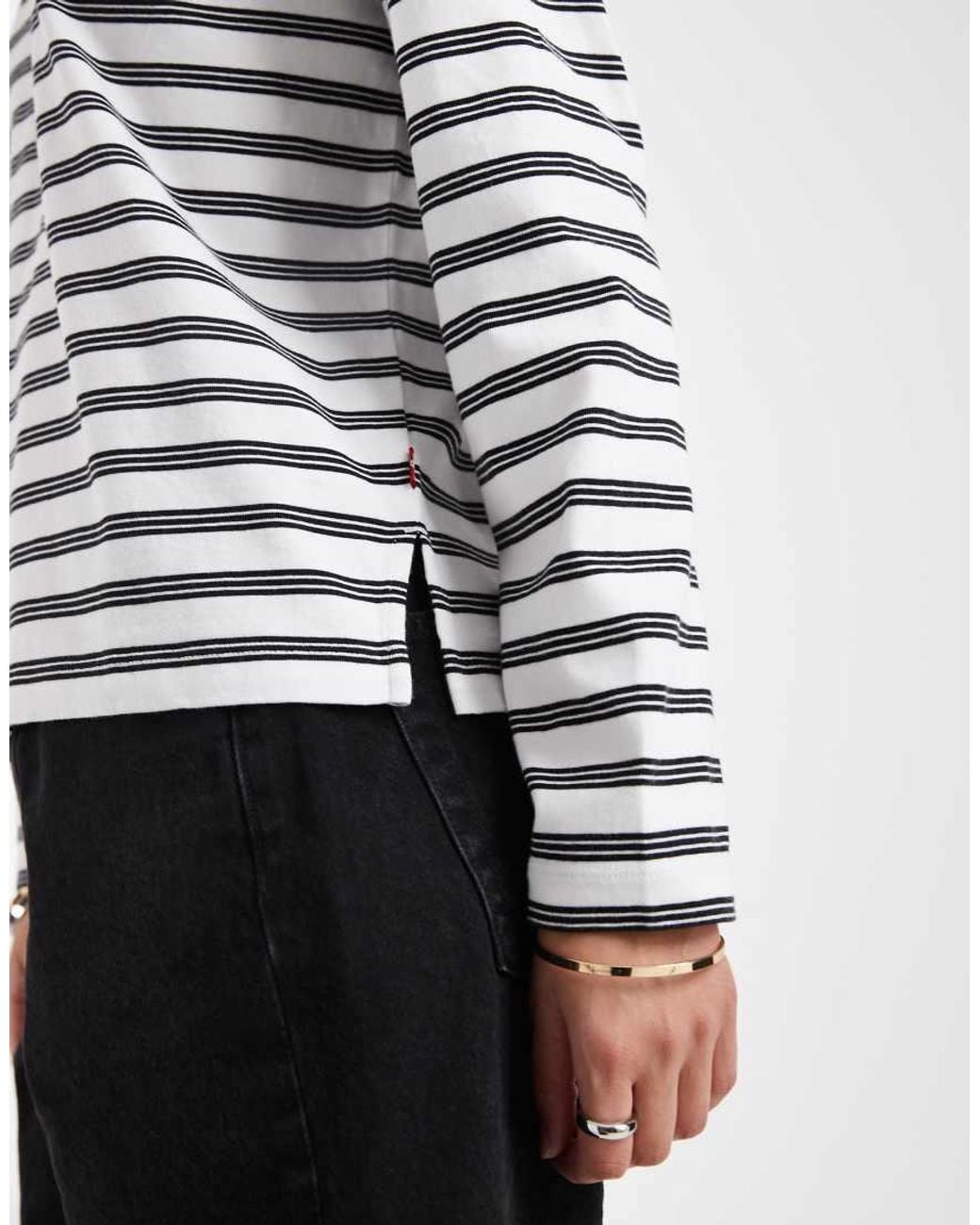 Levi's White Vintage Long Sleeve Tee With Stripes