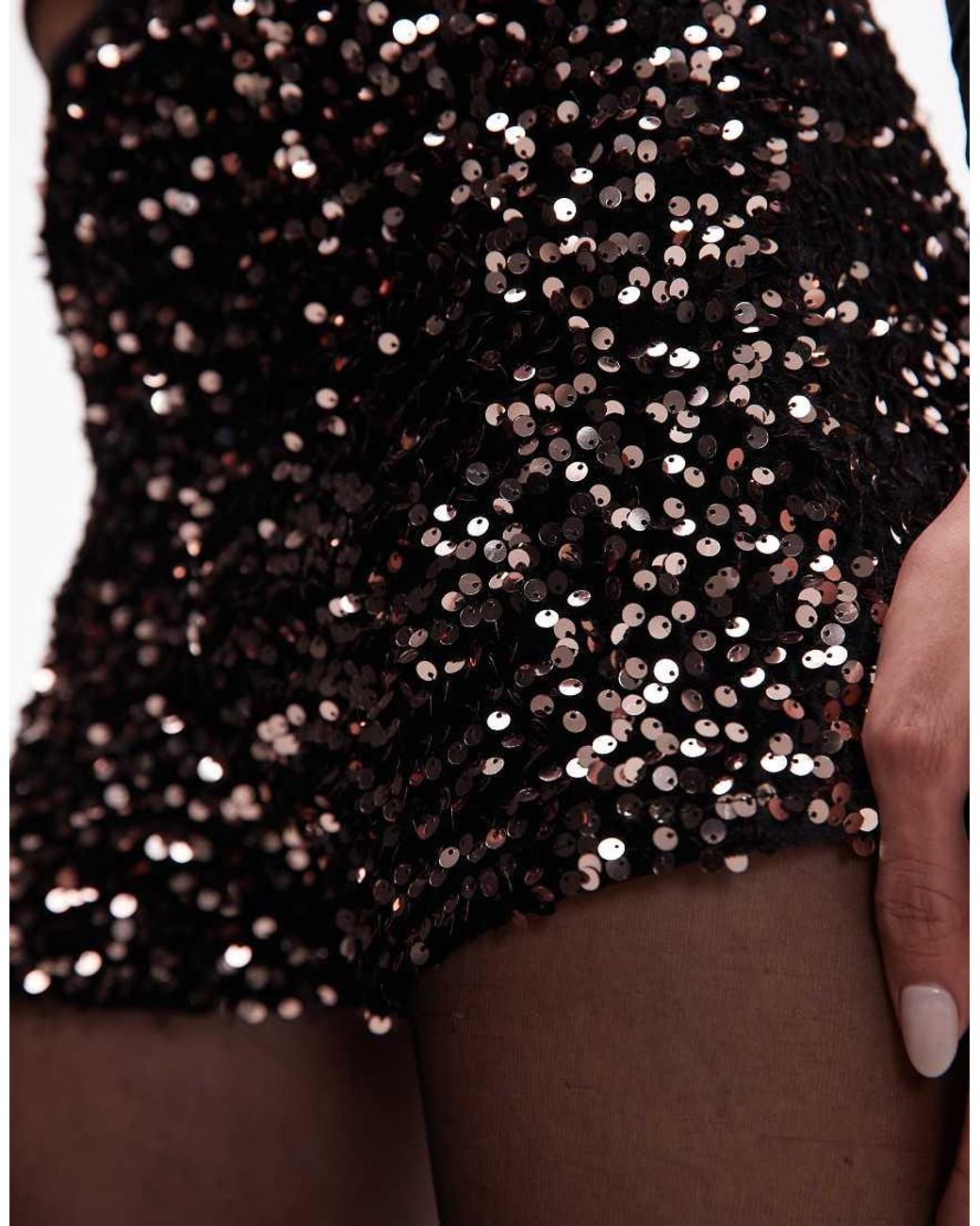 ASOS Black Velvet Allover Sequin Mini Short