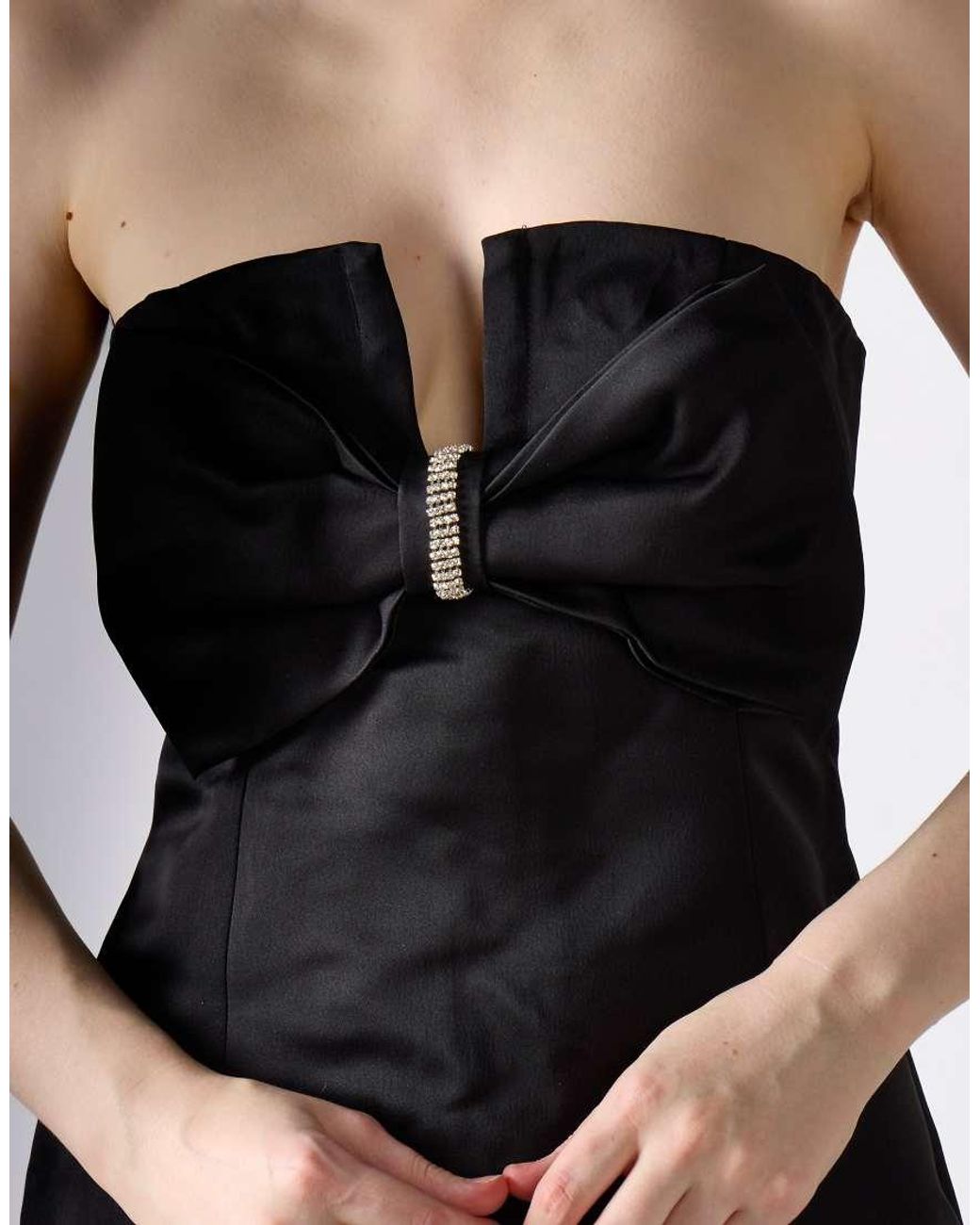 Glamorous Black Strapless Bow Mini-Dress