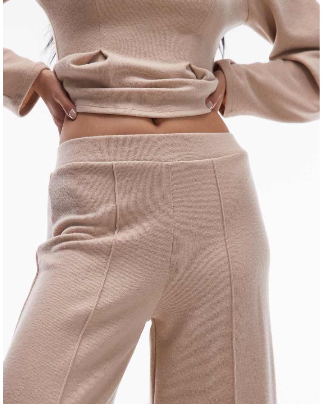 ASOS Natural Supersoft Wide Leg Trouser Co-ord