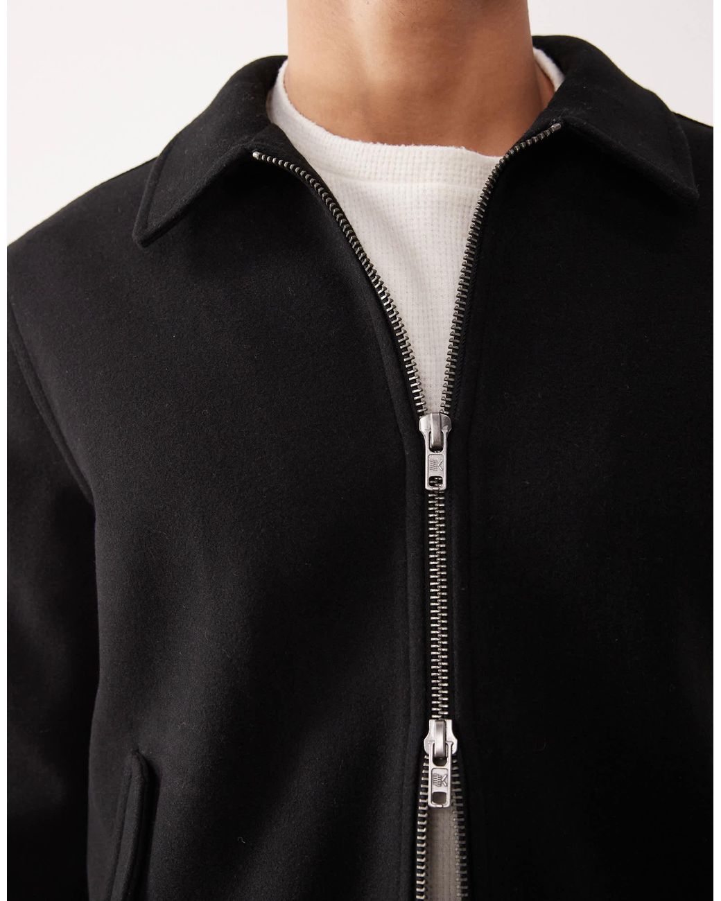 ASOS Blue Wool Look Harrington Jacket for men