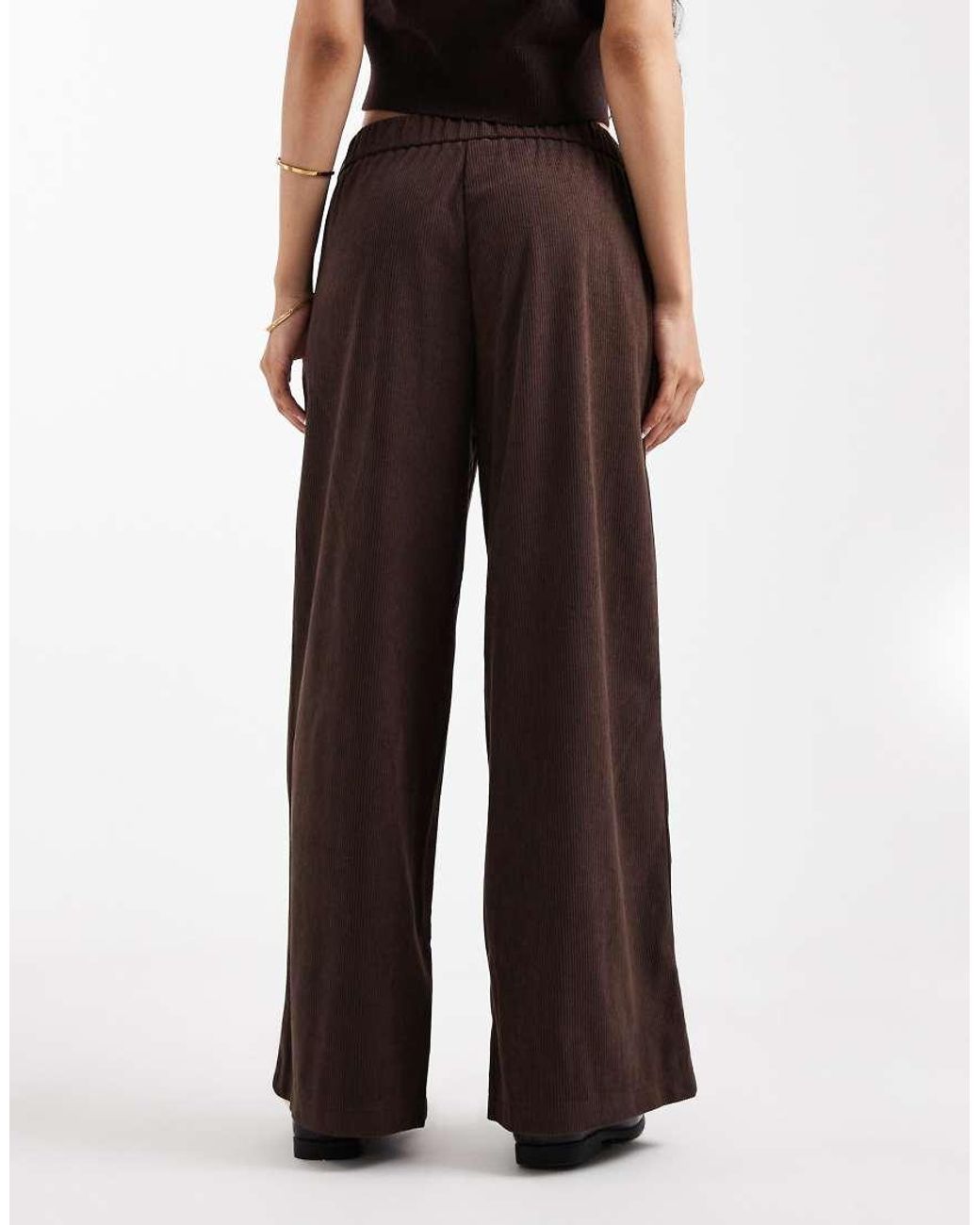 Only Petite Black Wide Leg Pull On Cord Trouser