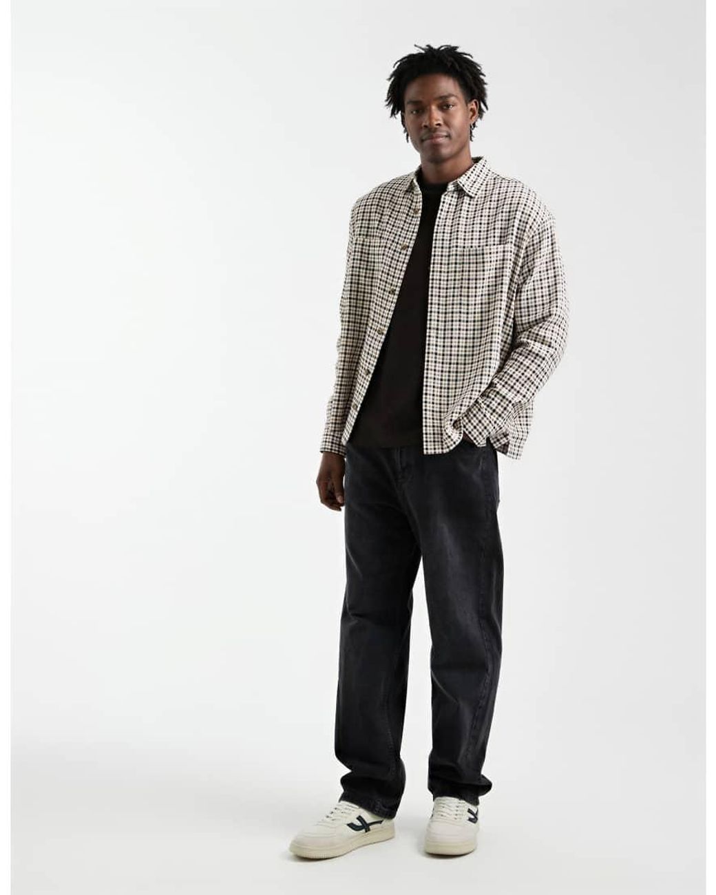 ASOS Gray Oversized Check Shirt for men