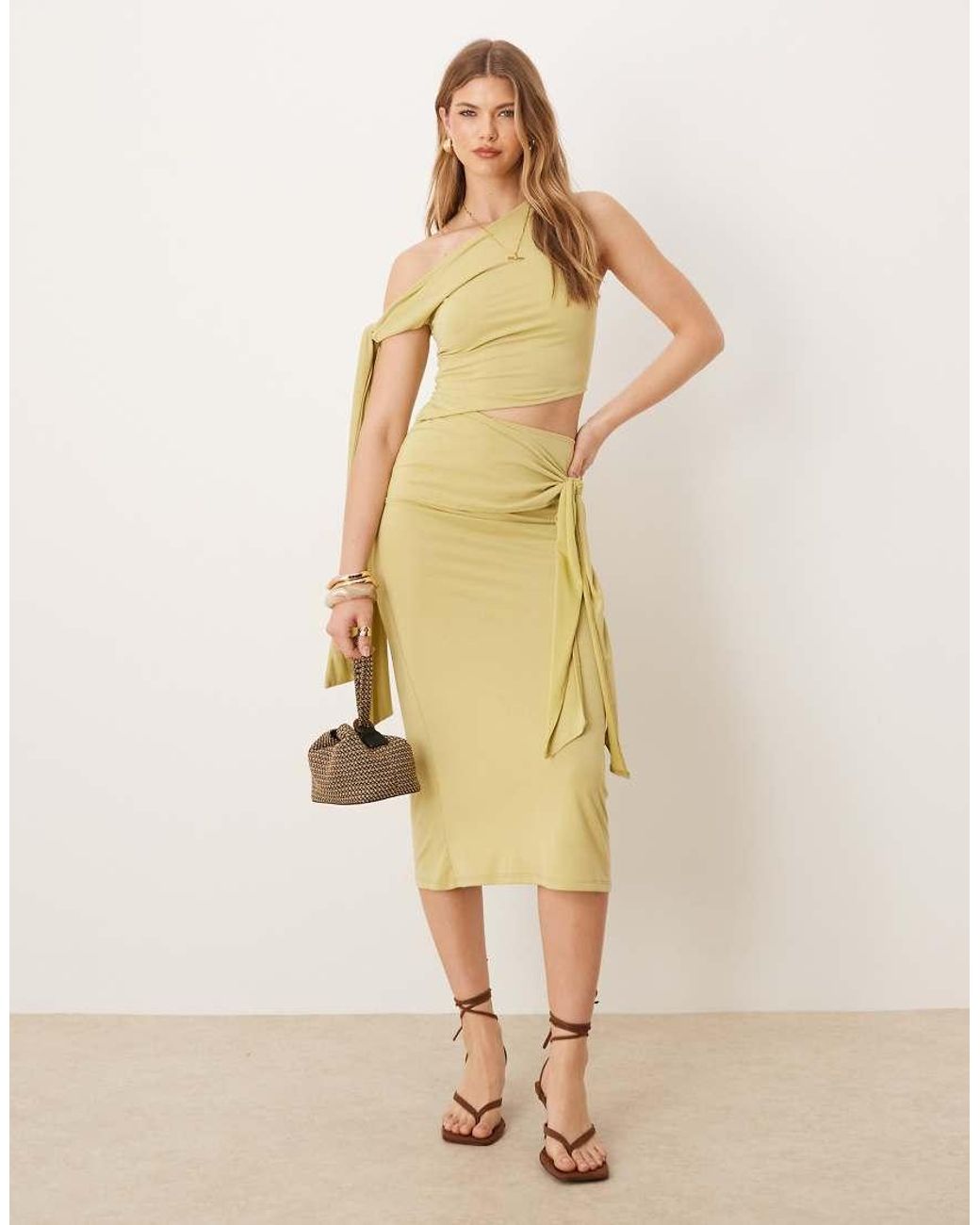 slim fit dress slacks Rent ASOS DESIGN Tall Plunge Neck Dropped Shoulder Pencil Midi Dress In  Forest Green main image 1